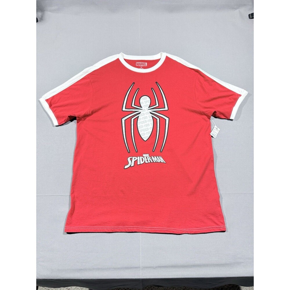 Marvel XL Red/White Spiderman Tshirt NWT Textured Spider Logo